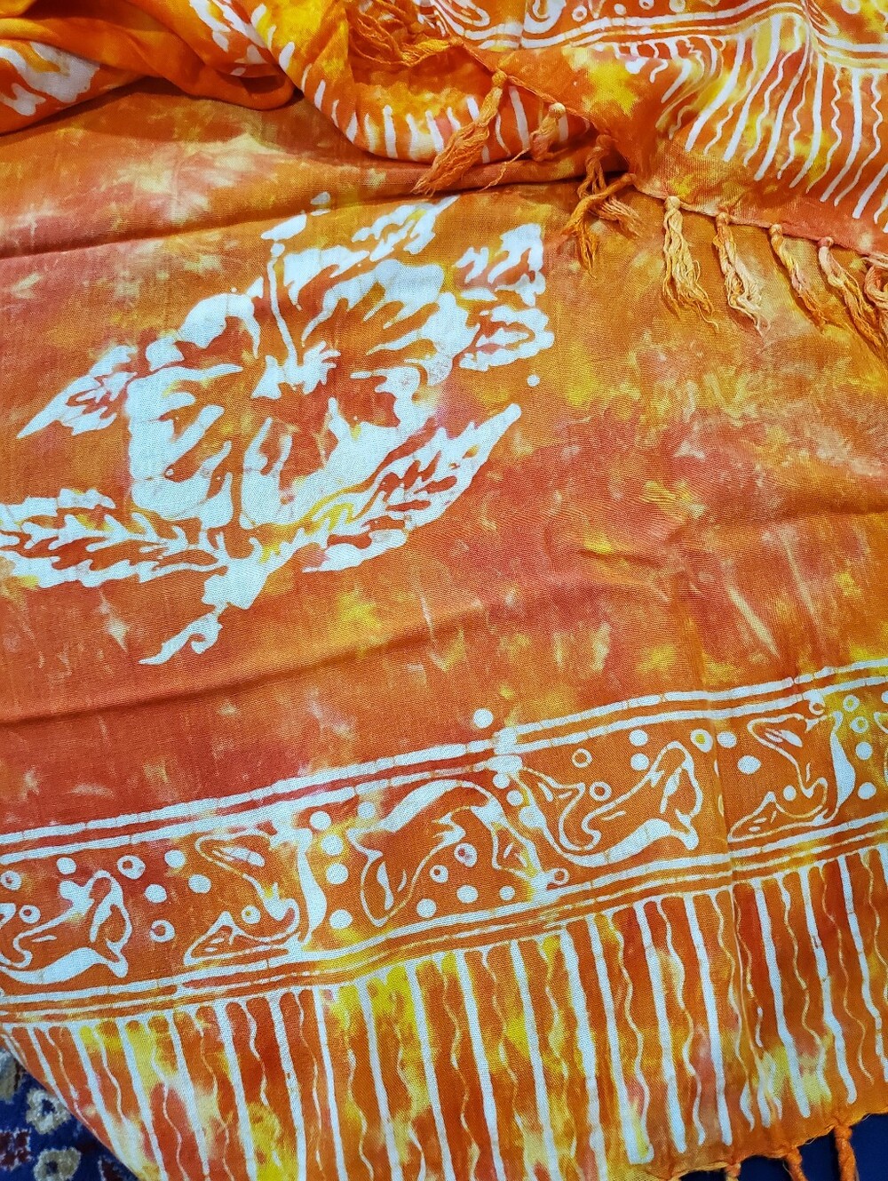 Orange Floral Batik Sarong Wrap - Picture 3 of 4